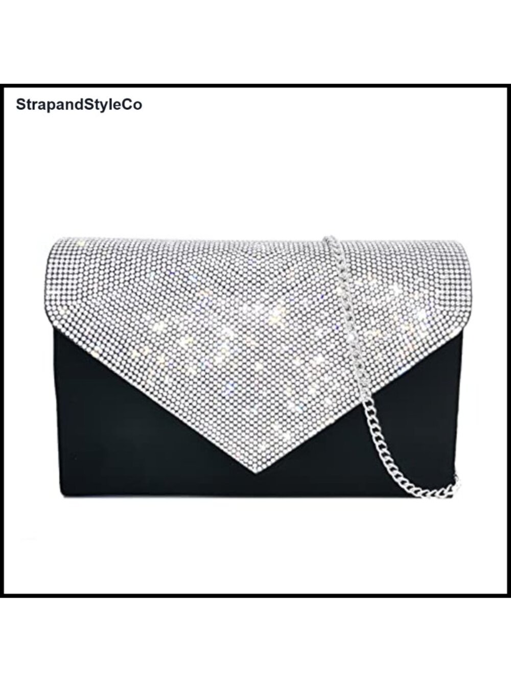 Faux Suede Rhinestone Evening Clutch Crossbody Chain Formal Party Bag